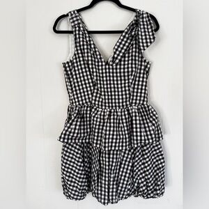 H&M Organic Cotton Gingham Bubble Mini Dress